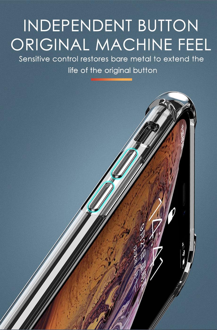 For iPhone 11 7 8 X Max XR case transparent, slim bumper raised corner back phone cover for iphone xr dustproof shockproof case